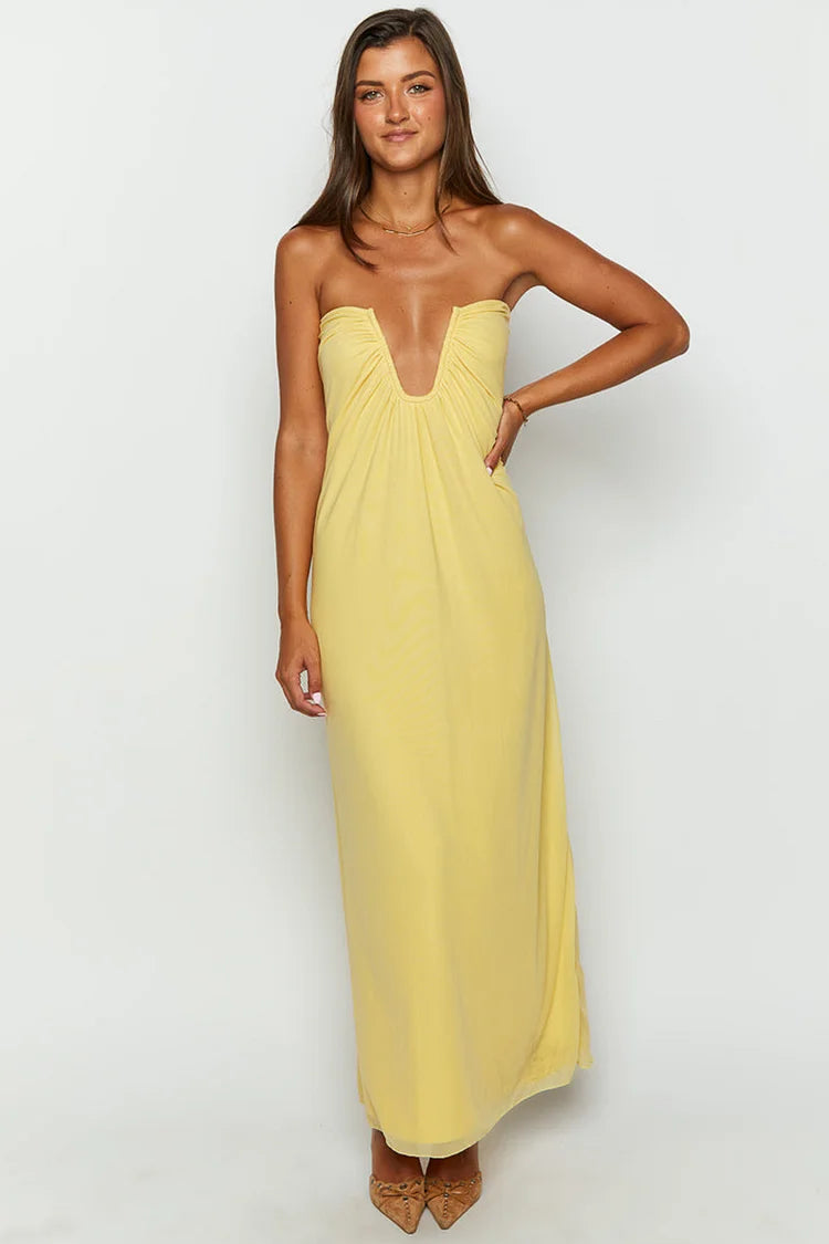 Santorini Sunset Plunge Maxi Dress