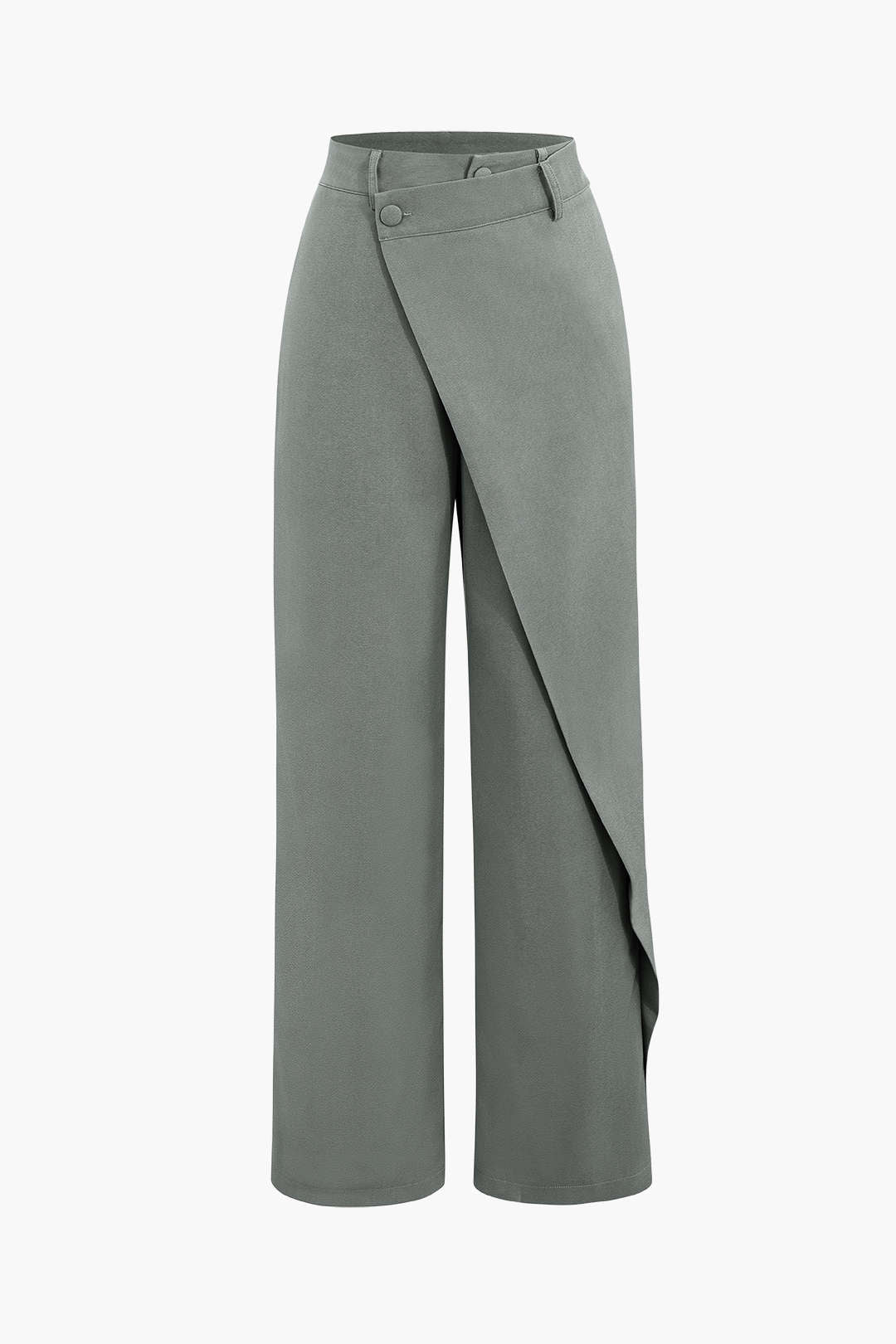 Draped Wrap Straight-Leg Trousers