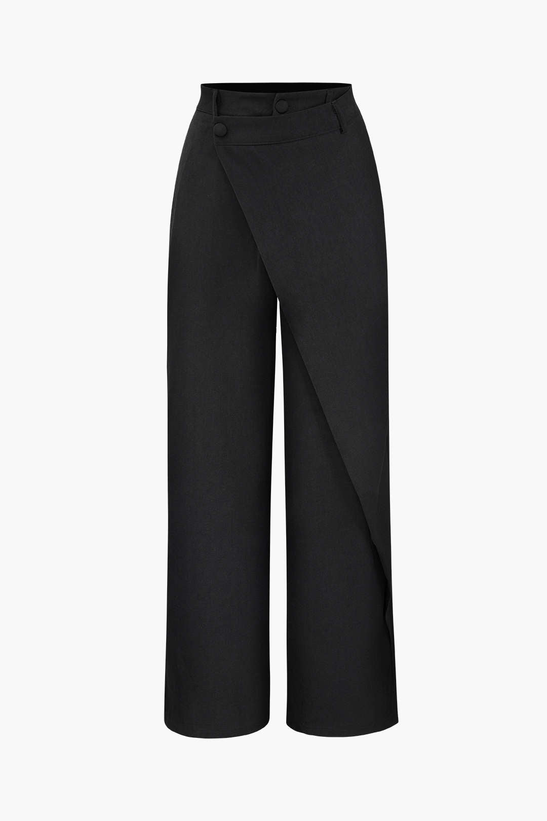 Draped Wrap Straight-Leg Trousers