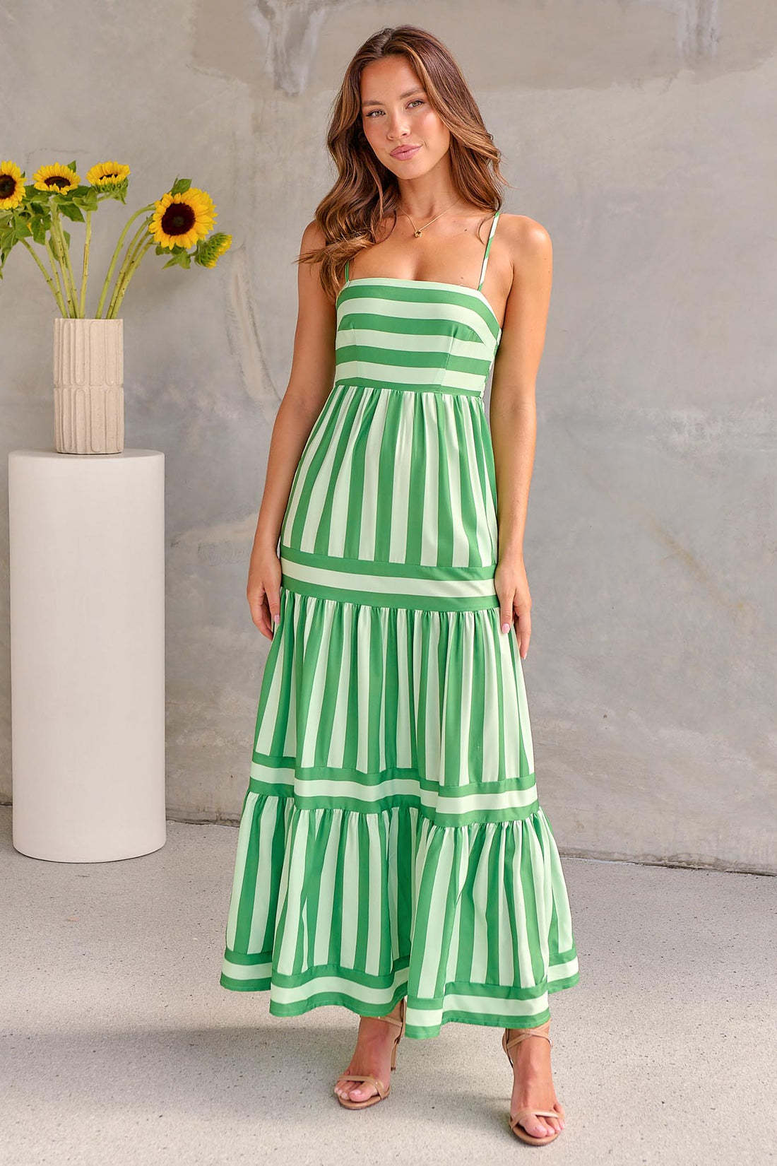 Santorini Bloom Tiered Maxi Dress