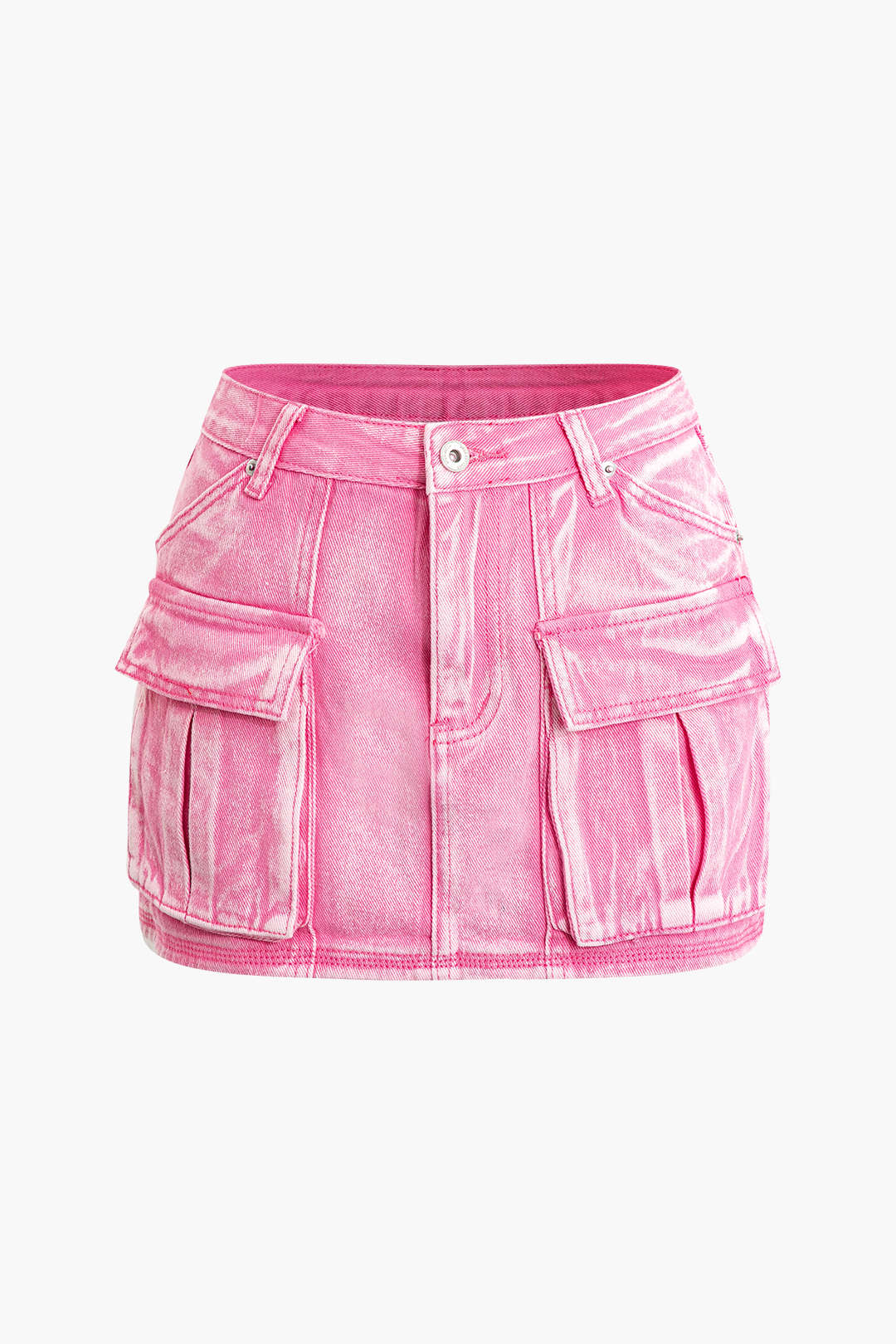 Faded Cargo Denim Mini Skirt