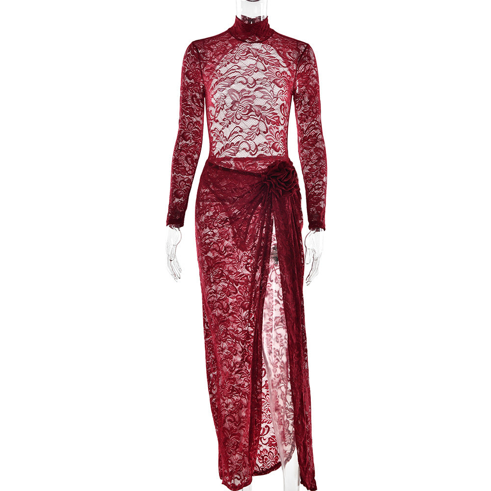 Crimson Eclipse Two-Piece Maxi Set