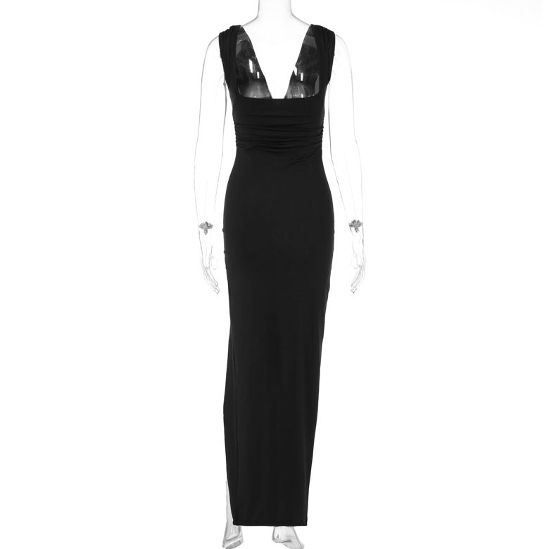 Lyra Satin Drape Maxi Dress