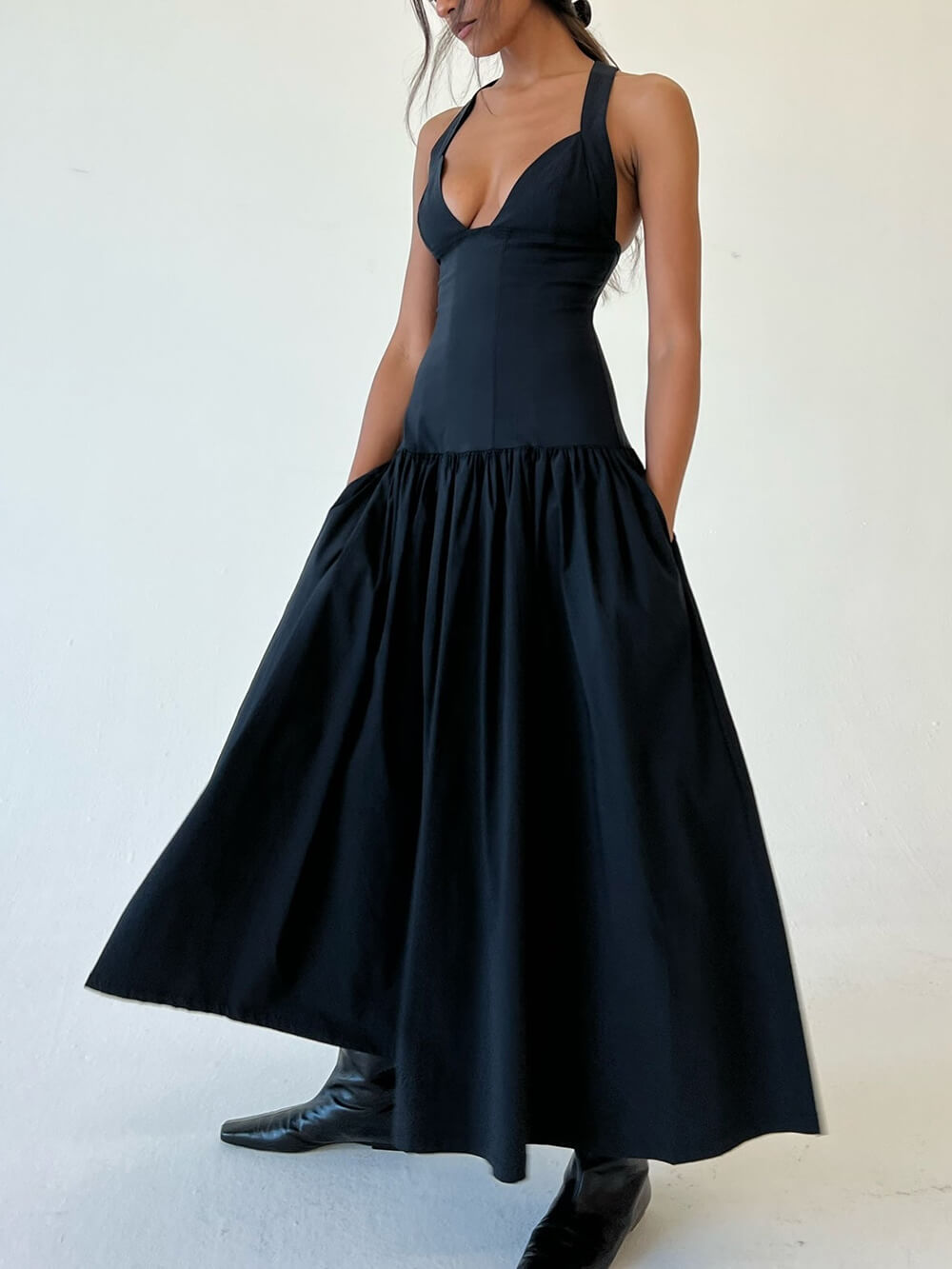 Monaco Nights Plunge Midi Dress