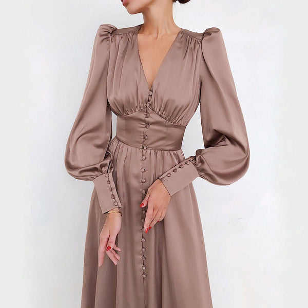 Vienna Whispers Satin Midi Dress