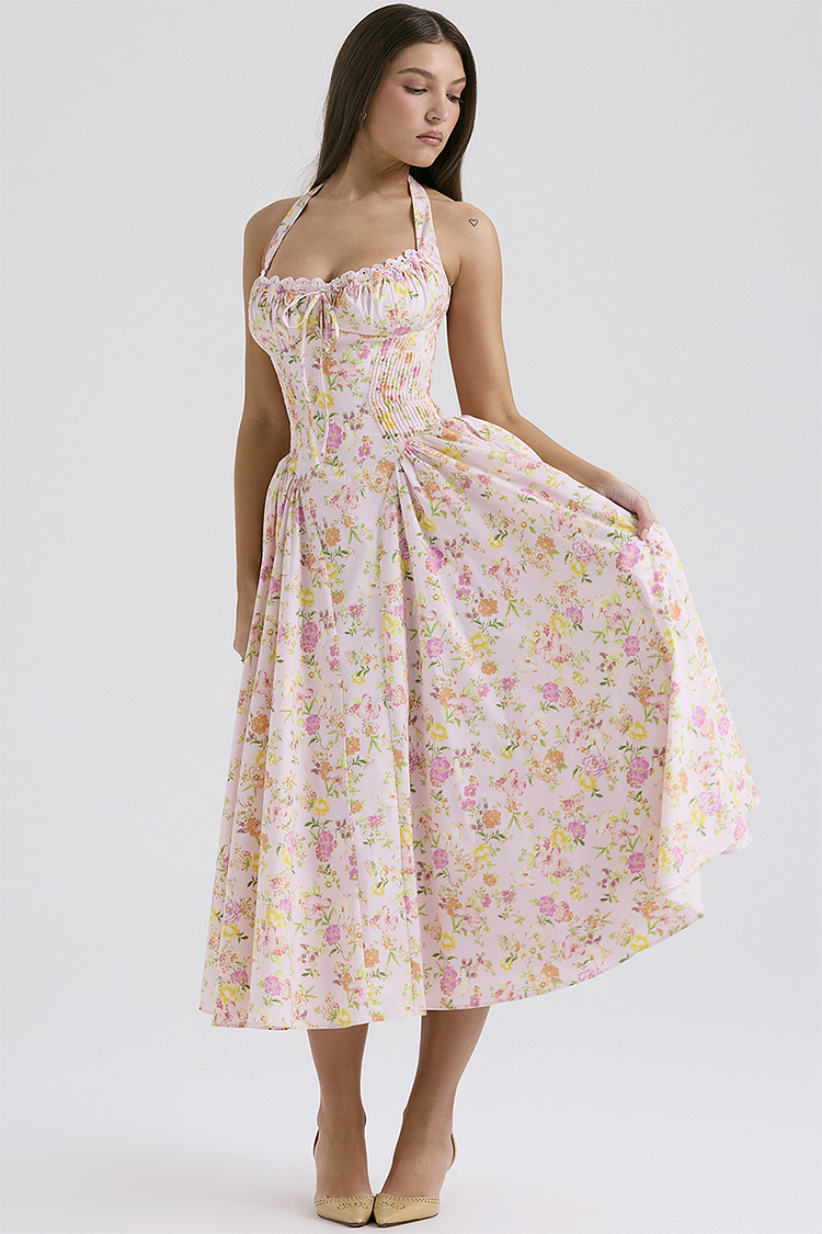 Rosa Floral Halter Midi Dress