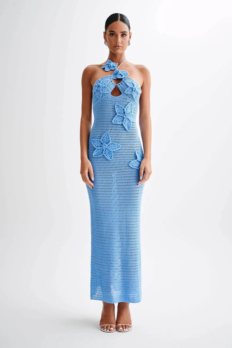 Blue Solstice Bloom Maxi Dress