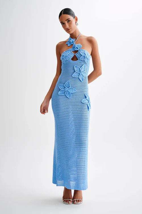 Blue Solstice Bloom Maxi Dress