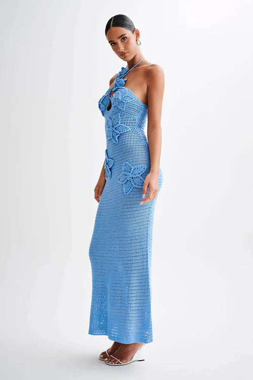 Blue Solstice Bloom Maxi Dress