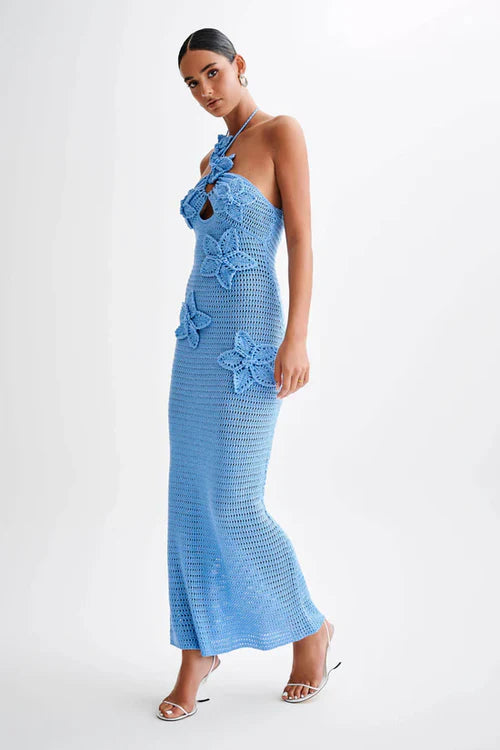 Blue Solstice Bloom Maxi Dress