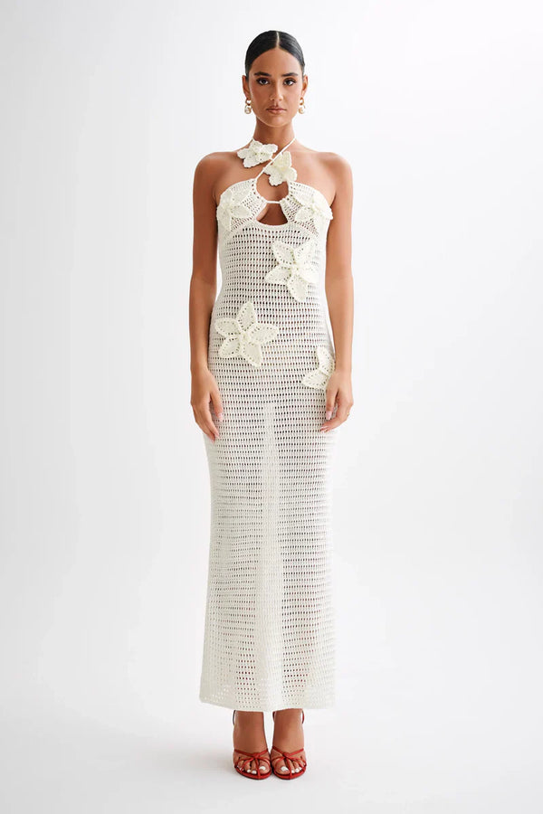 White Solstice Bloom Maxi Dress