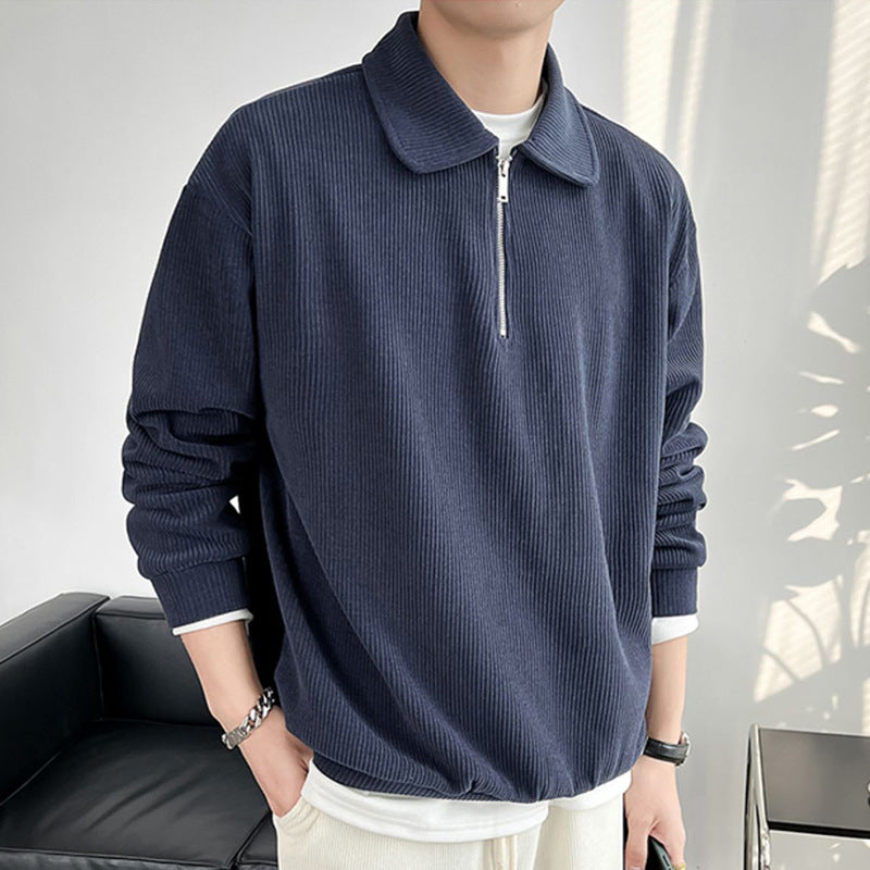 Halston Ribbed Quarter-Zip Lounge Pullover