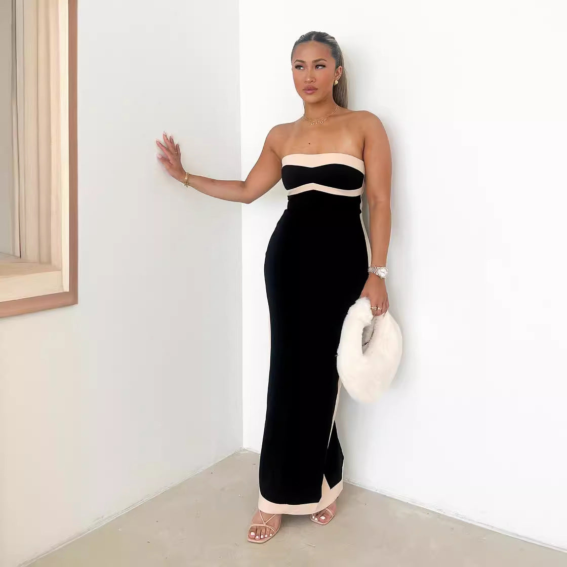 Midnight Frame Strapless Maxi Dress