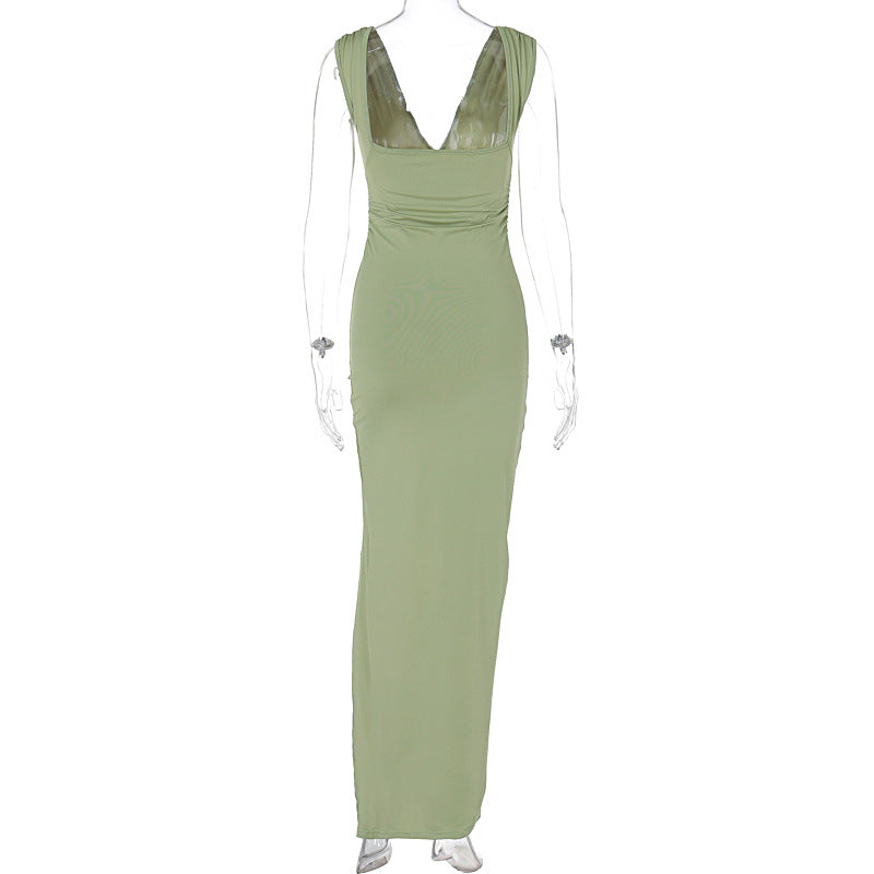 Lyra Satin Drape Maxi Dress