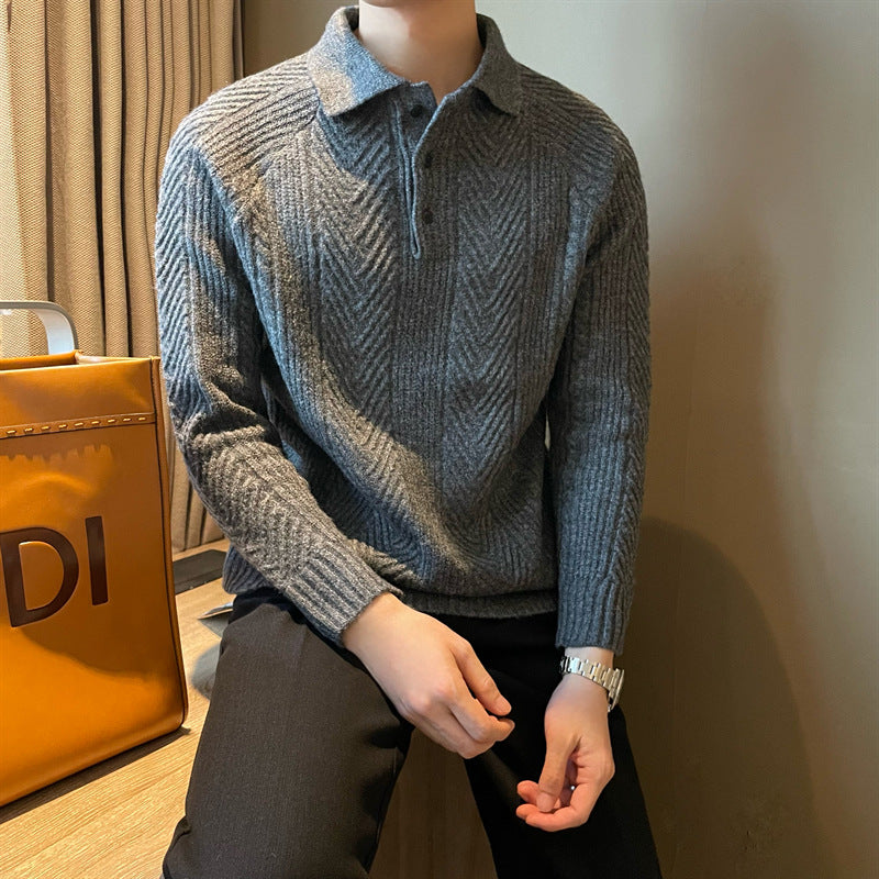 Ardmore Chevron-Knit Polo Pullover