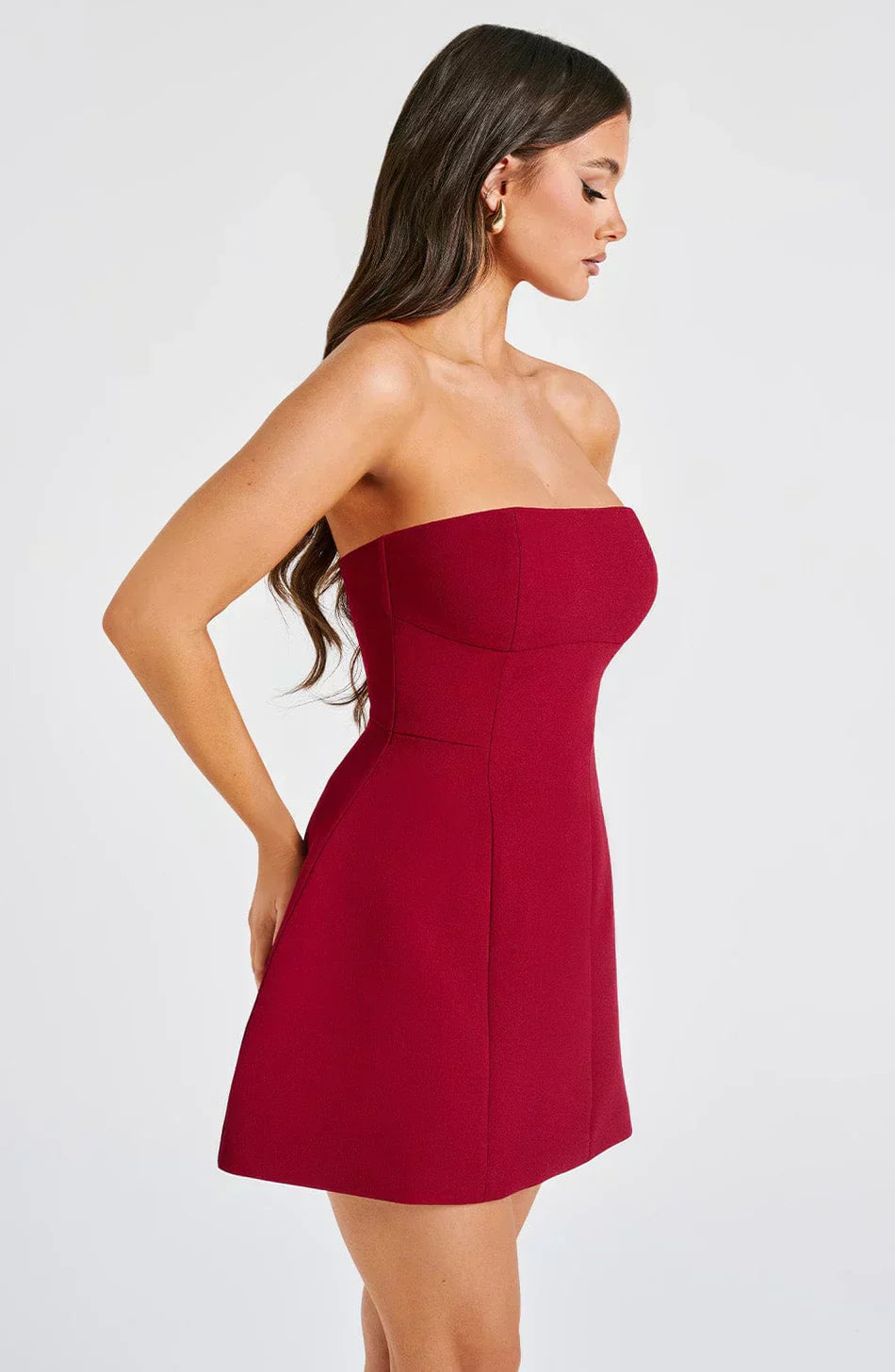 Burgundy Lucia Strapless Mini Dress