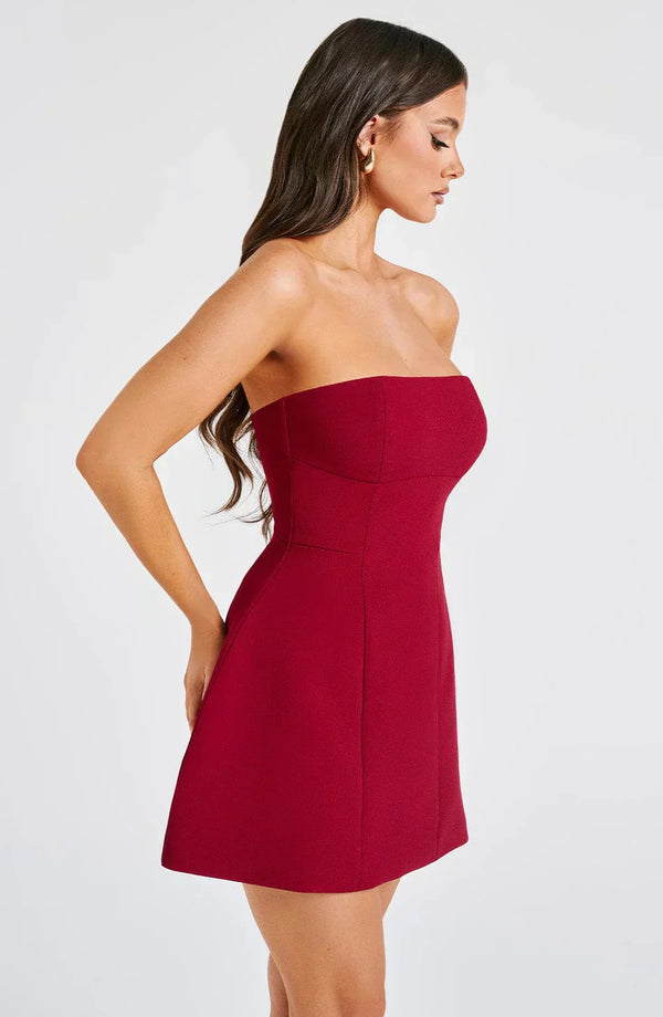 Burgundy Lucia Strapless Mini Dress