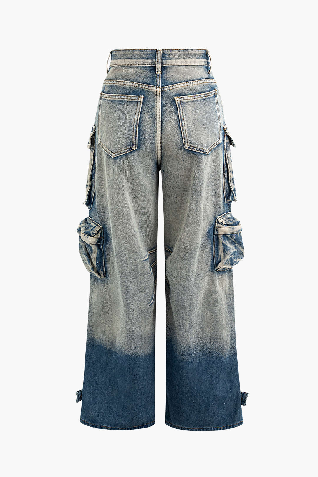 Ombre Wide-Leg Cargo Jeans