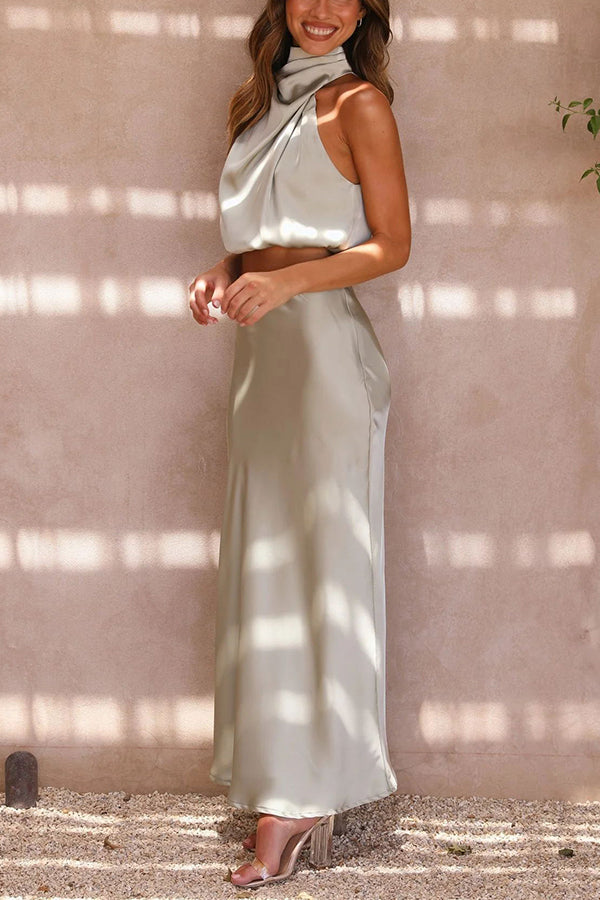 Amara Halter Satin Two-Piece Set