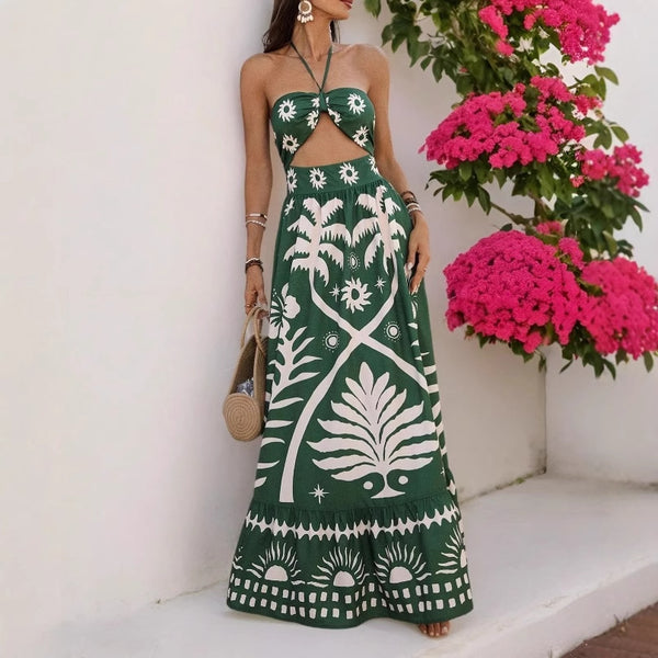 Tropica Cutout Halter Maxi Dress