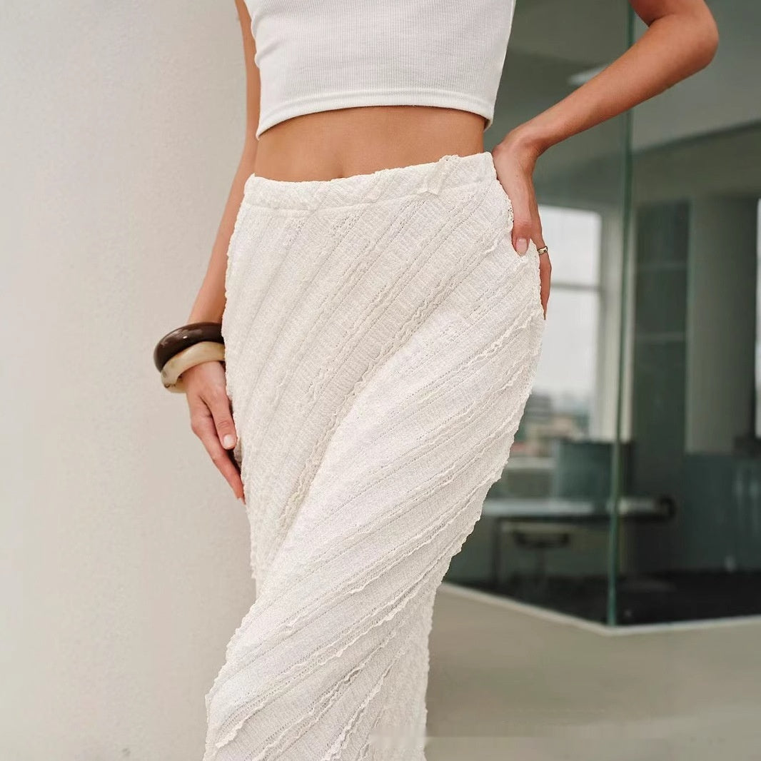 Maravelle Diagonal Knit Maxi Skirt