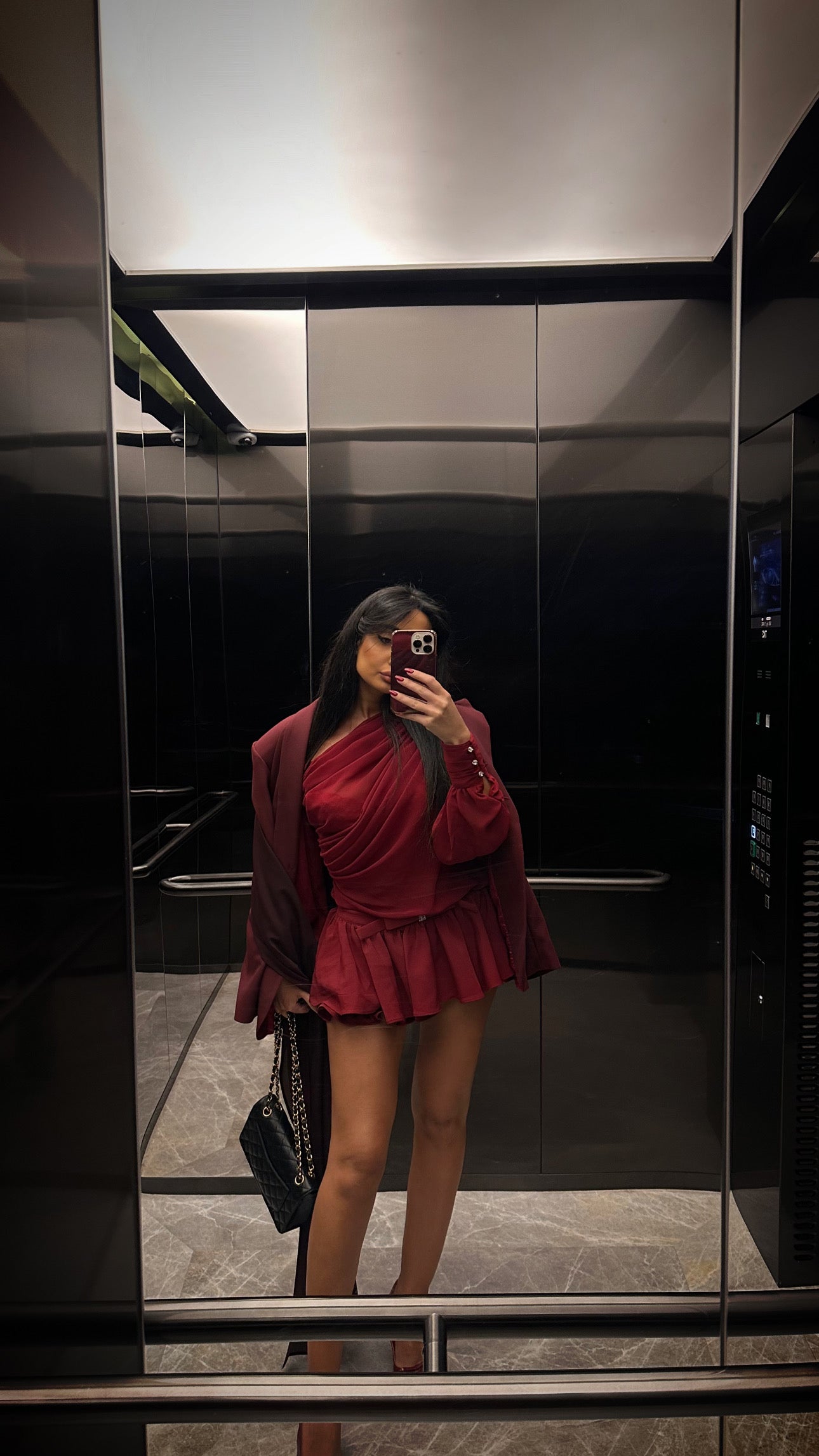 Crimson Hour Draped Mini Dress