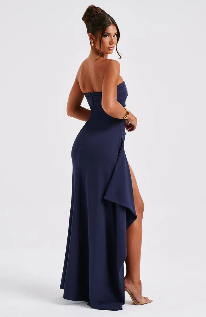 Navy Luna Strapless Maxi Dress