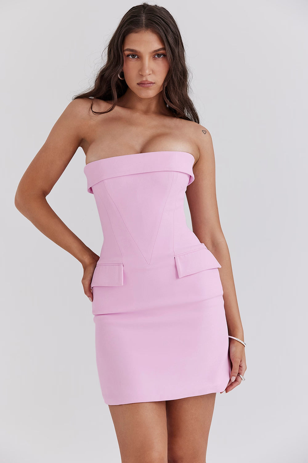 Pink Valencia Strapless Mini Dress