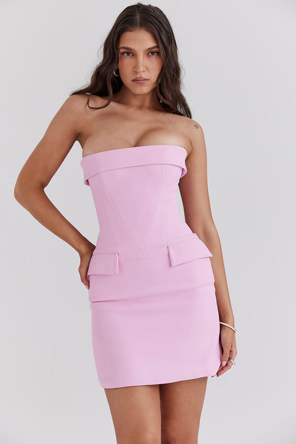 Pink Valencia Strapless Mini Dress