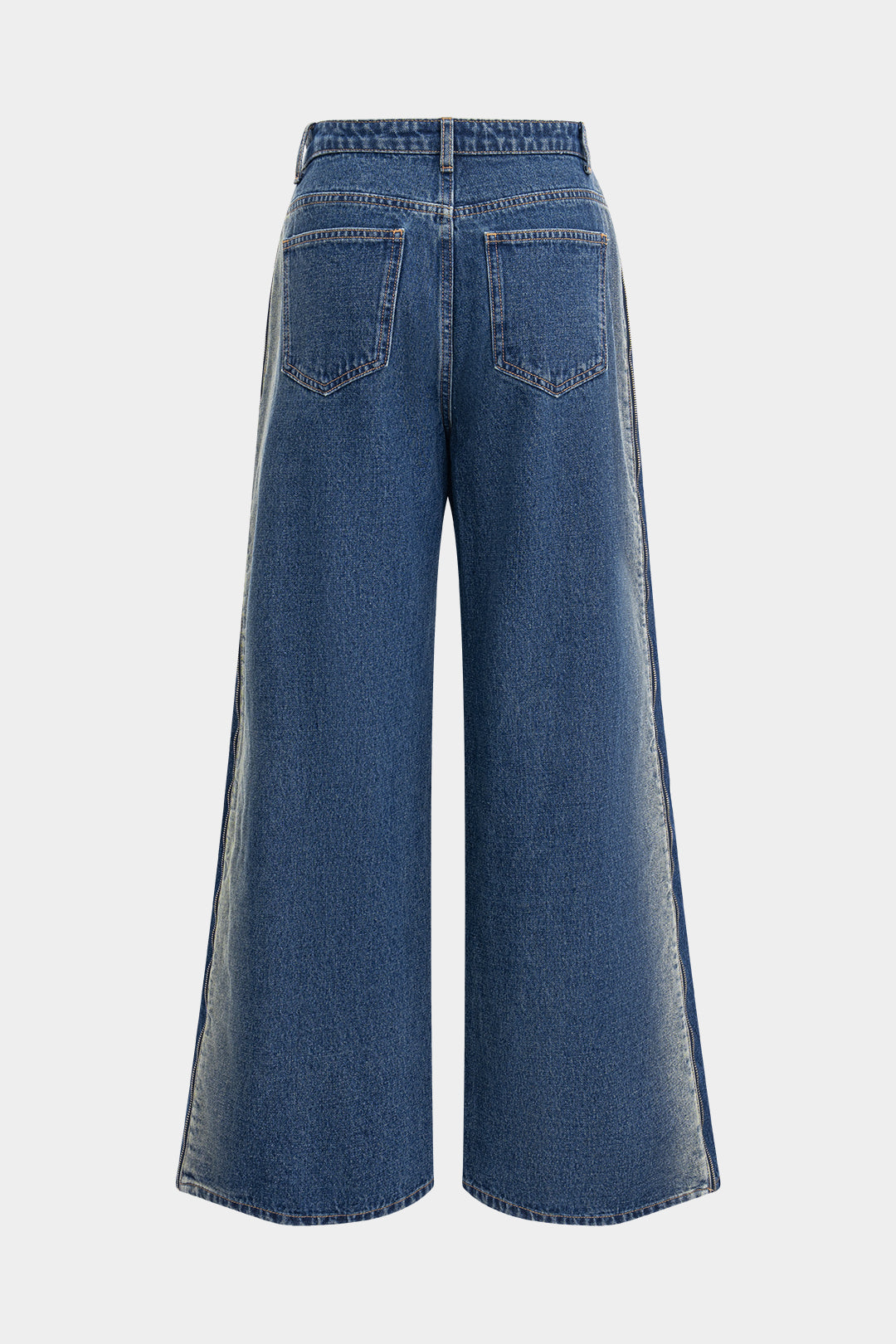 Dual-Tone Wide-Leg Jeans