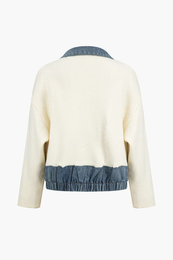 Riley Two-Tone Knit Zip Jacket