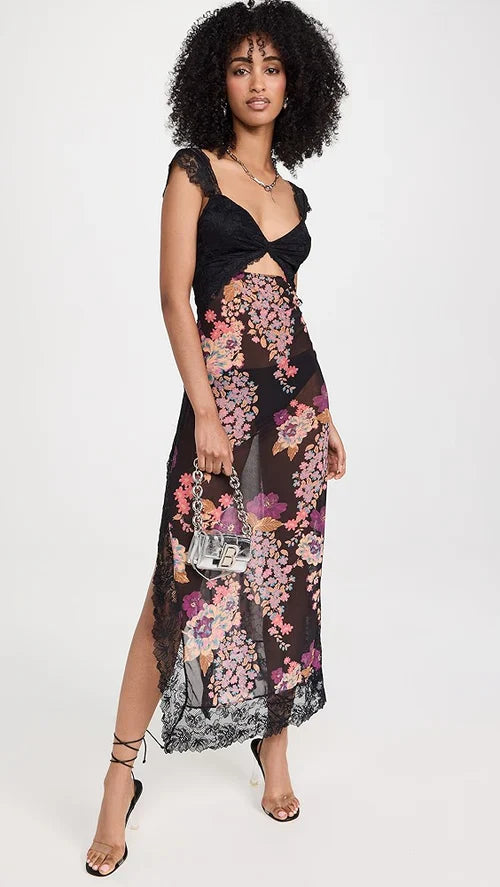 Midnight Bloom Lace Maxi