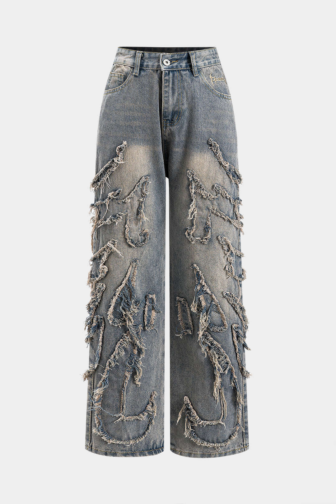 Juno Distressed Wide-Leg Jeans