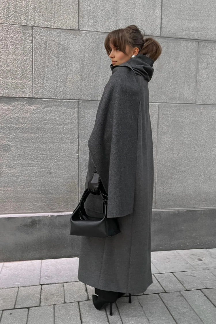 Monaco Wool Cape Coat with Scarf
