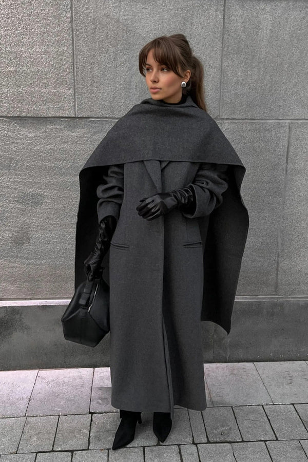Monaco Wool Cape Coat with Scarf