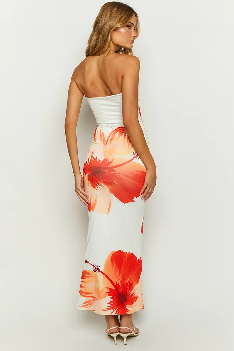 Hibiscus Shores Strapless Maxi Dress