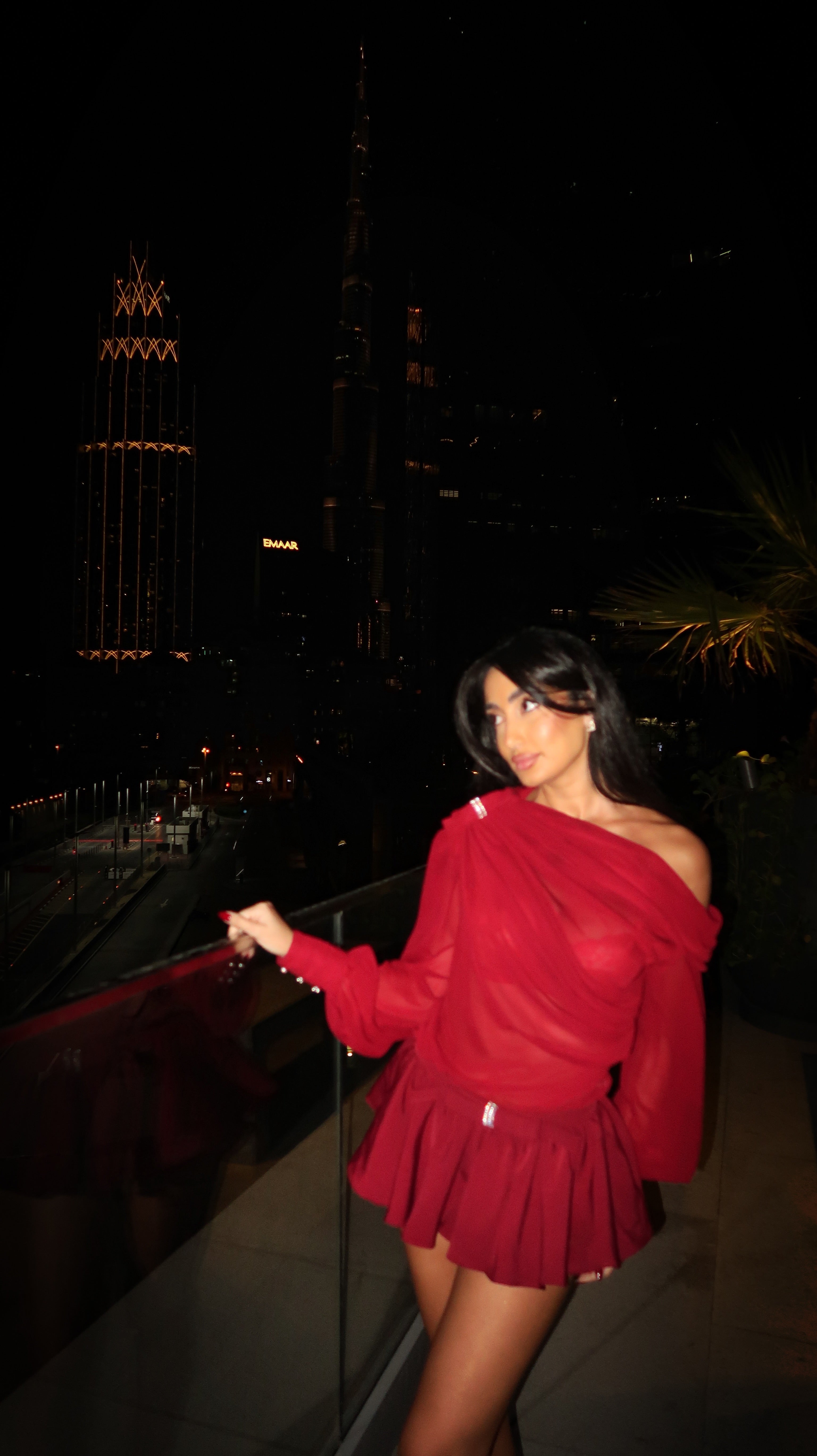 Crimson Hour Draped Mini Dress