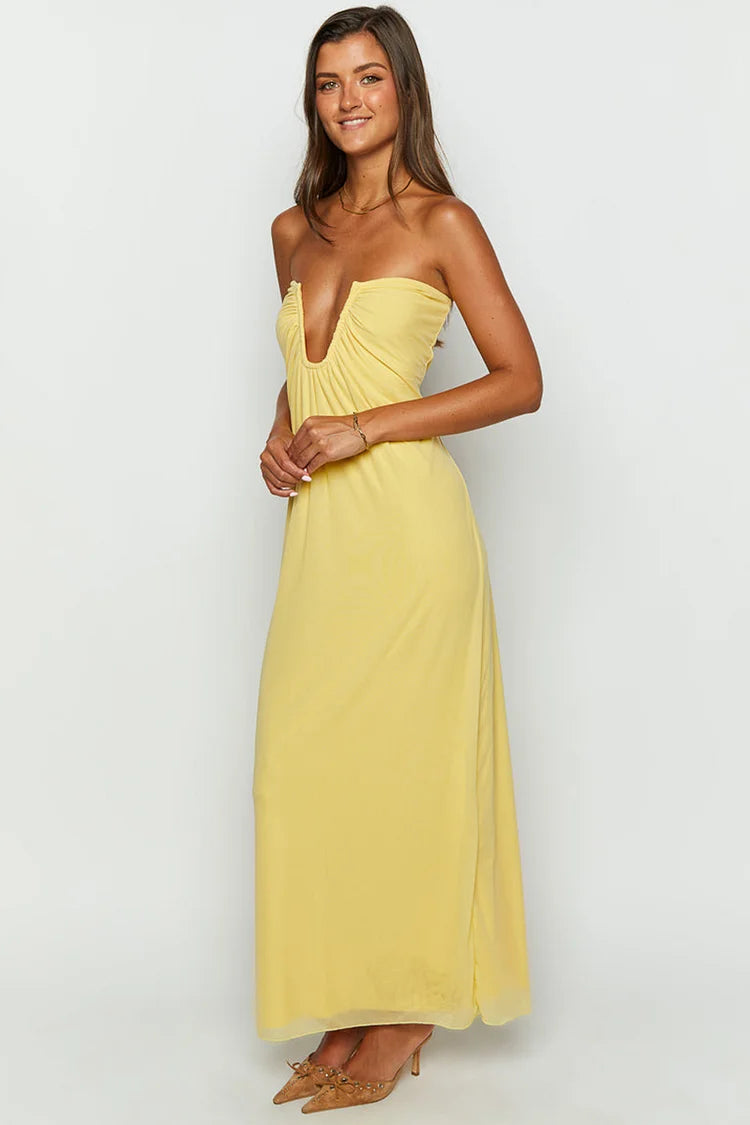 Santorini Sunset Plunge Maxi Dress