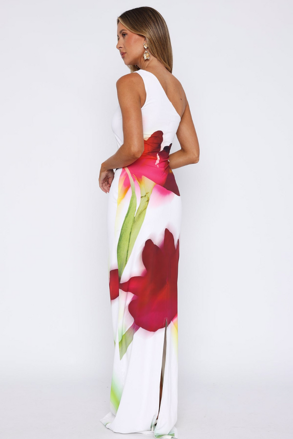 Violet Bloom One-Shoulder Maxi Dress