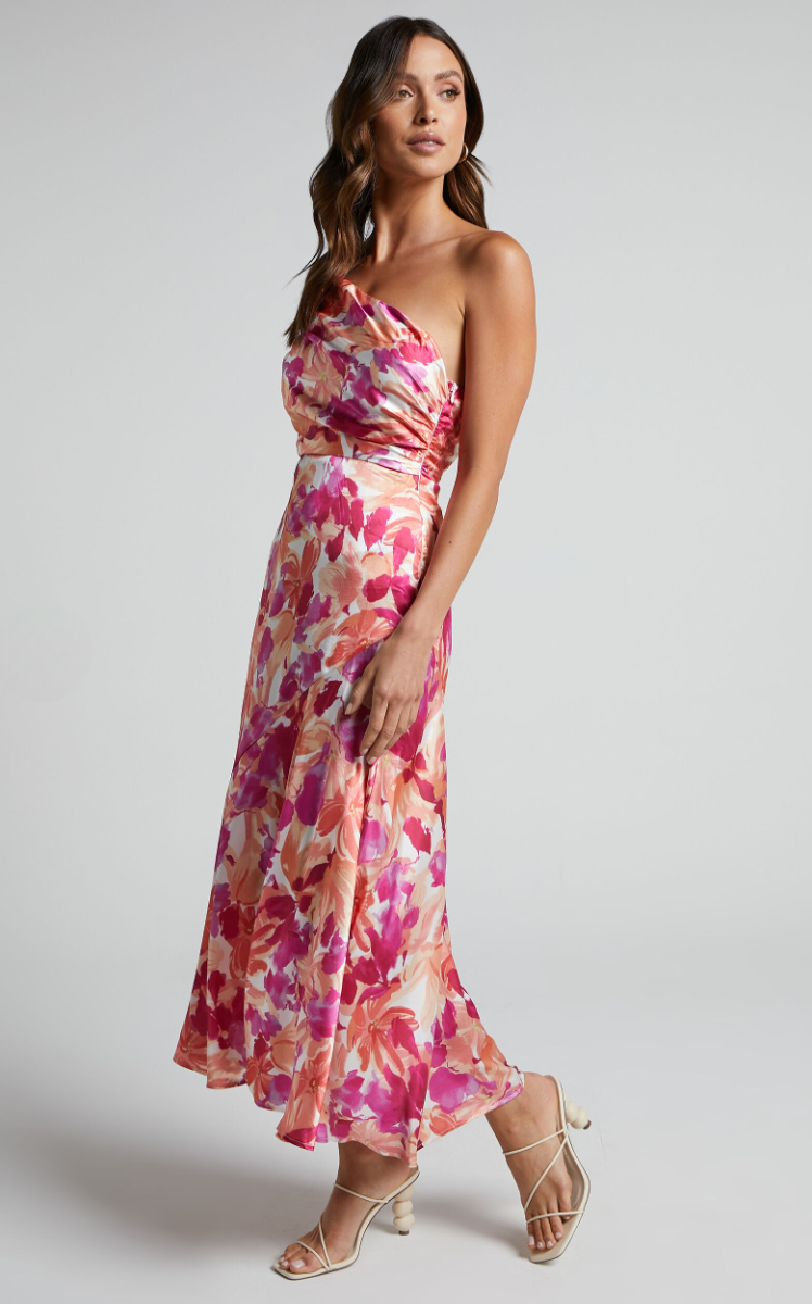 Sunkissed Bloom Satin Midi Dress