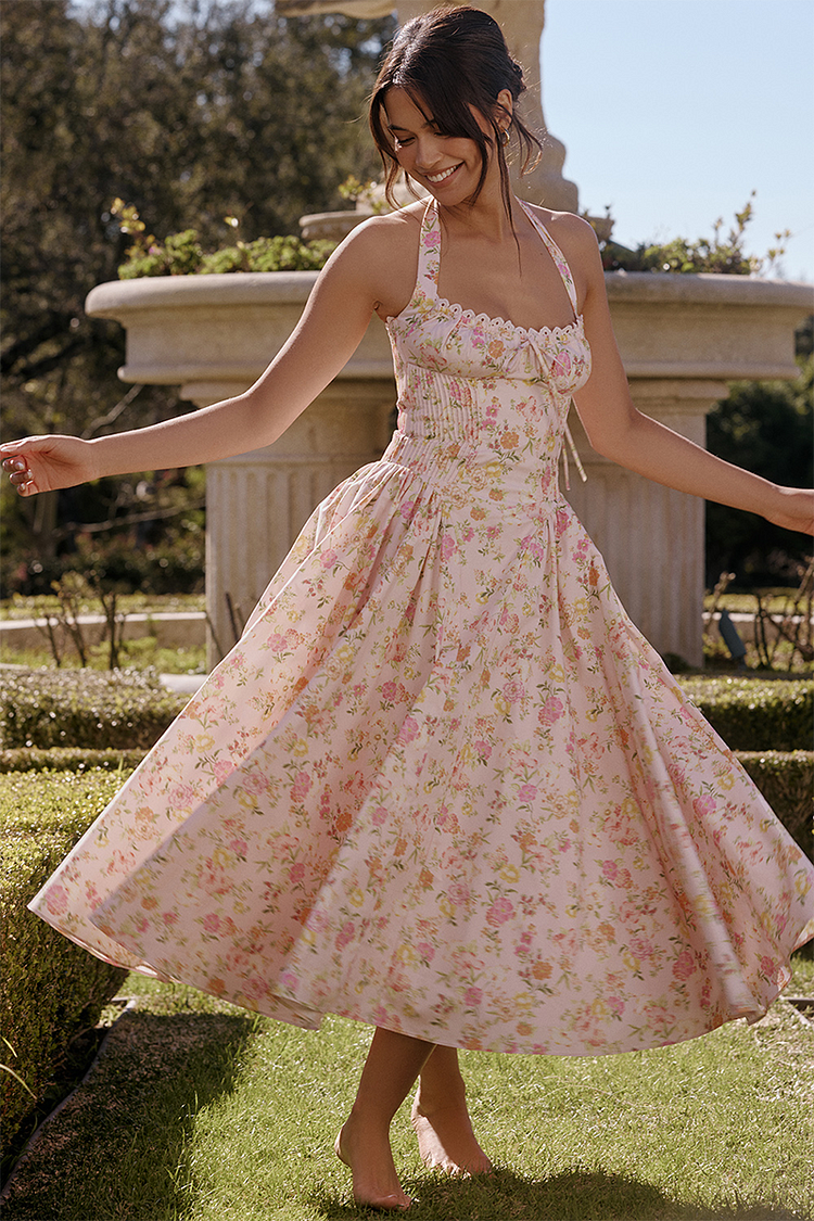 Rosa Floral Halter Midi Dress
