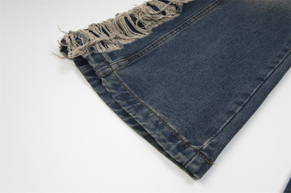 Rebel Shred Contrast Fringe Jeans