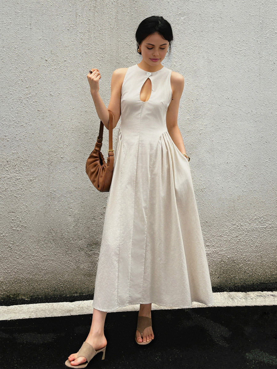 Beige Monroe Elegance Midi Dress