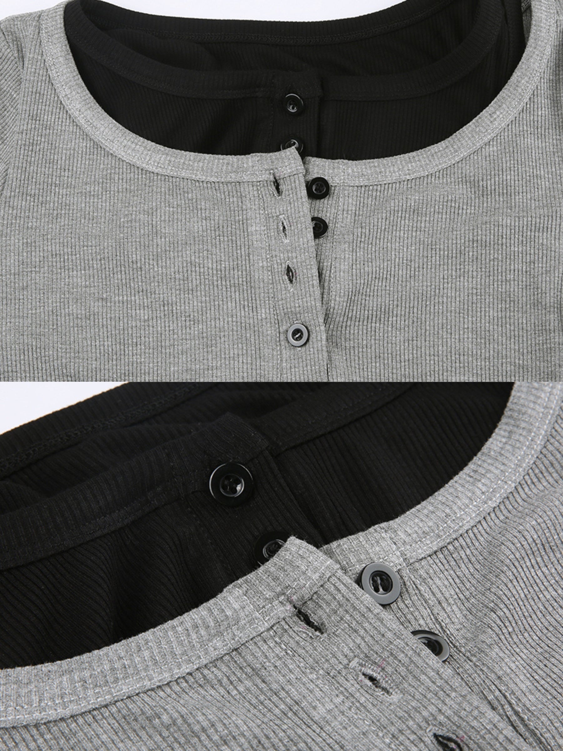 Rhea Contrast Button Knit Top