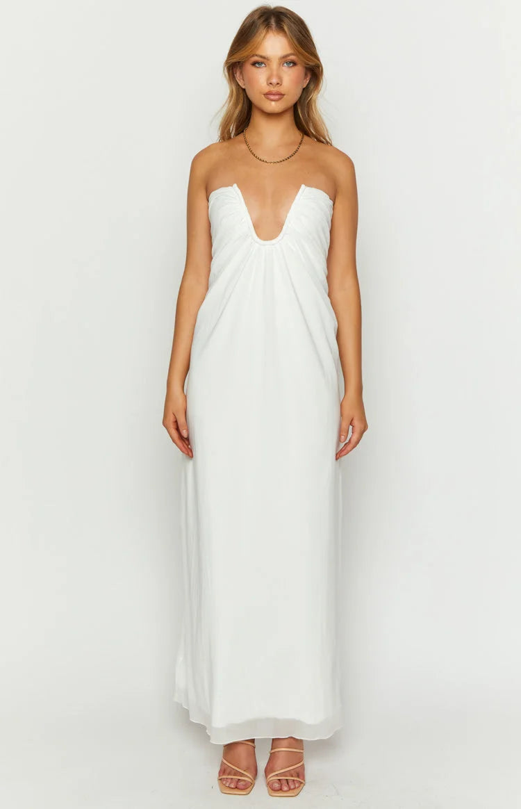 Santorini Sunset Plunge Maxi Dress