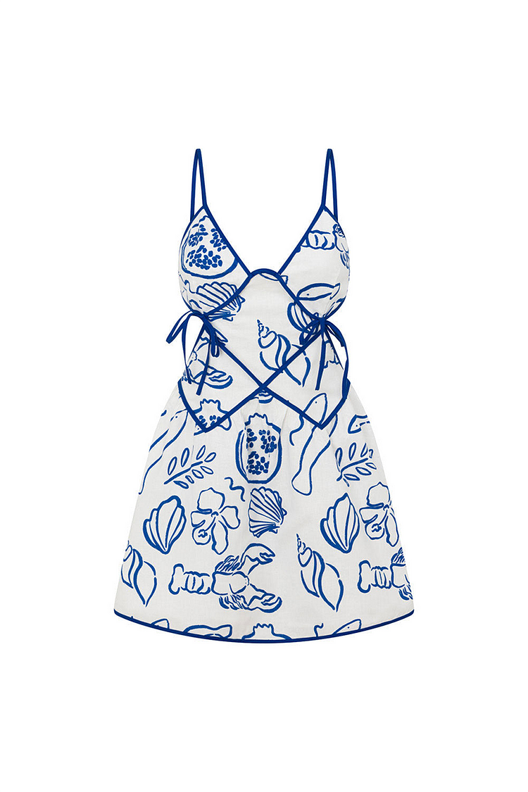 Paloma Blue Print Tie-Back Mini Dress