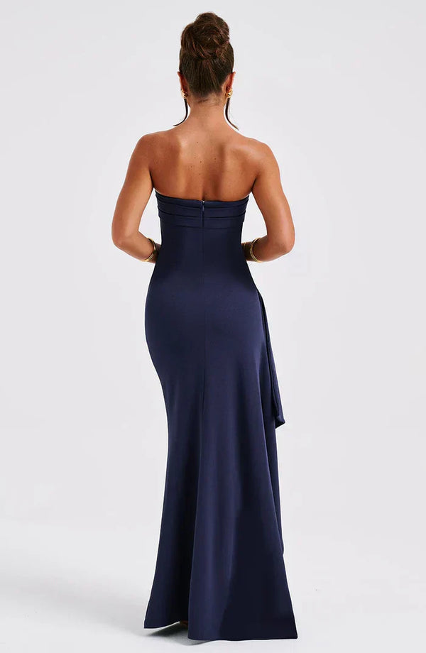 Navy Luna Strapless Maxi Dress