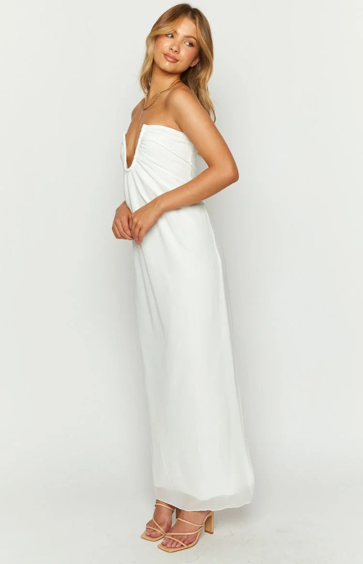 Santorini Sunset Plunge Maxi Dress