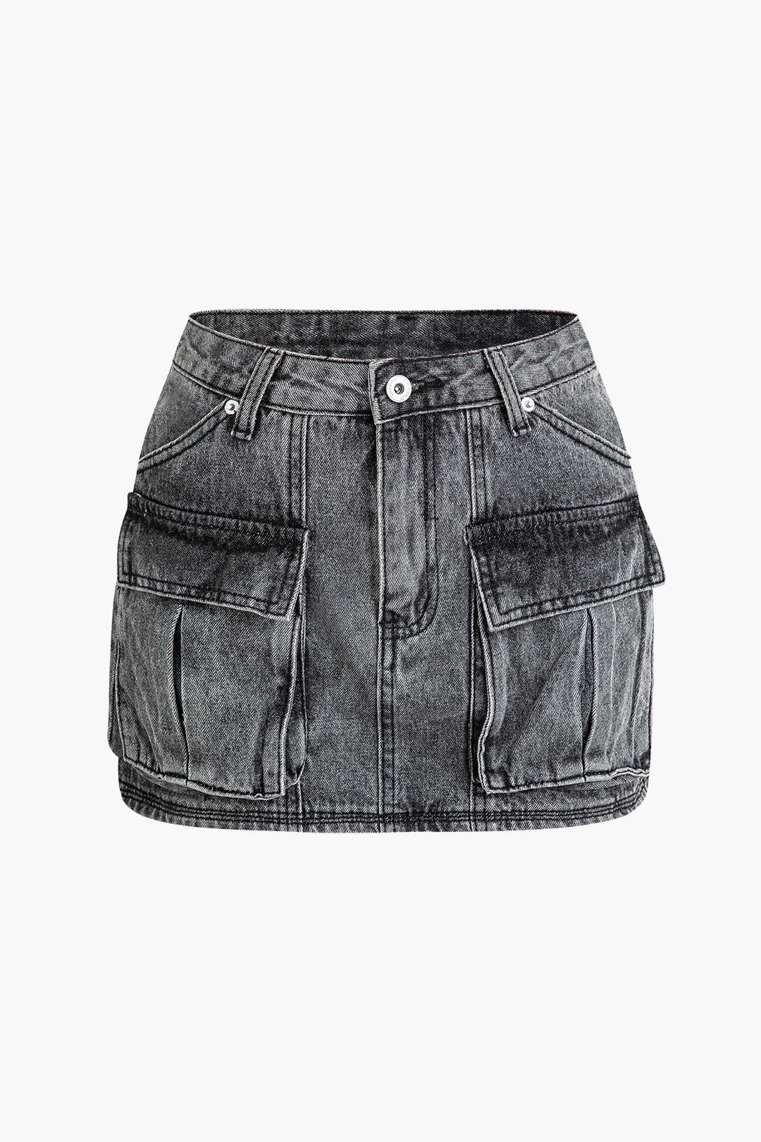 Faded Cargo Denim Mini Skirt