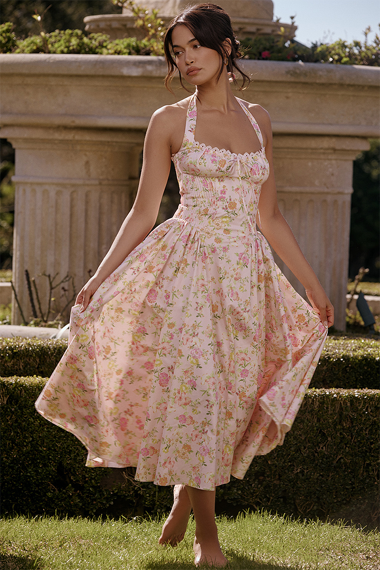 Rosa Floral Halter Midi Dress